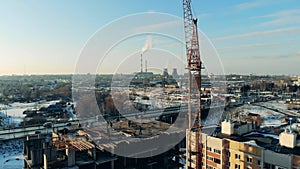 Urban site with a building lot and motorways