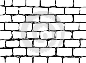 Urban sketch - wall texture. Hand drawn grunge background. Brick wall pattern. Black and white line art. Vector illustration