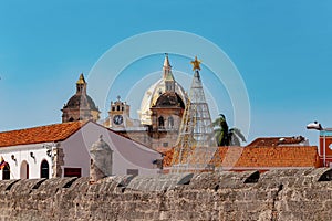 Urban skyline of Cartagena de Indias, Caribbean coast of Colombia