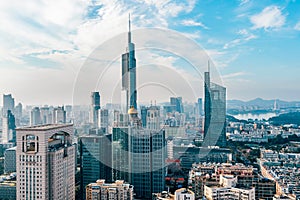 Urban Skyline Complex of Zifeng Building and Xuanwu Lake, Nanjing, China