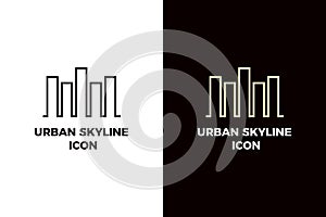 Urban skyline with skyscrapper buildings. Vector thin line minimal icon for real estate, architecture, business