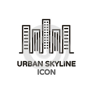 Urban skyline with skyscrapper buildings. Vector thin line photo
