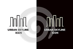 Urban skyline with skyscrapper buildings. Vector thin line minimal icon for real estate, architecture, business photo