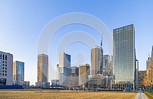 Urban sUrban skyscrapers under blue skies