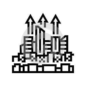 urban sprawl cyberpunk line icon vector illustration