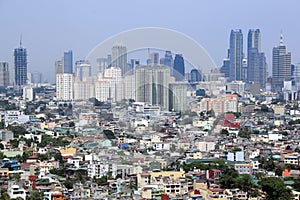 Urban sprawl makati city skyline manila philippines