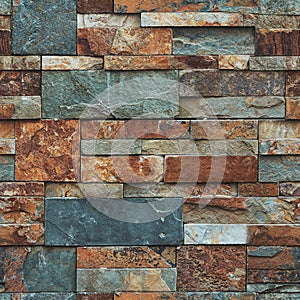 Urban stone wall background. Teal and orange