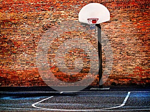 Urban Street Basketball Court and Hoop