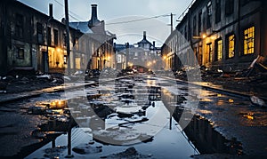 Urban Street With Puddles photo