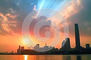 Urban sunset landscape