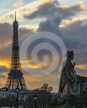 Sunset urban scene paris photo