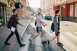 Urban street lifestyle bffs teenage crosswalk photo