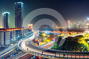 Urban traffic with cityscape in Shenzhen