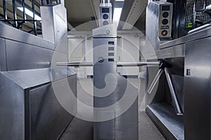 Urban train station turnstile