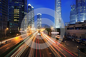 Urban transport traffic rainbow light trails