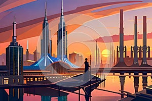 Urban Utopia: The Futuristic Landscape of a Sprawling Metropolis with State-of-the-Art Factories with Generative AI