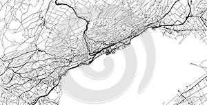Urban vector city map of Neuchatel, Switzerland, Europe