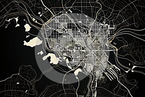 Urban vector city map of St Louis, California, United States of America, top view, black and white,