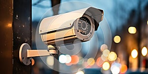 Urban Vigilance Surveillance Cameras Mounted on Modern City Building