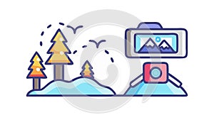 Urban VR: Cityscape with virtual reality interface, vector design Generative AI