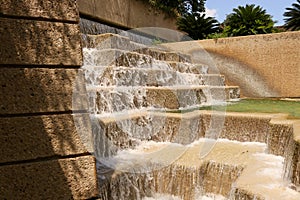 Urban waterfall feature found on the River Walk in San Antonio Texas