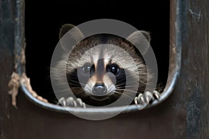 Urban Wildlife: A Playful Raccoon\'s Curiosity Captured