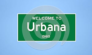 Urbana, Ohio city limit sign. Town sign from the USA. photo