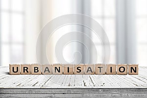 Urbanisation sign in a bright office