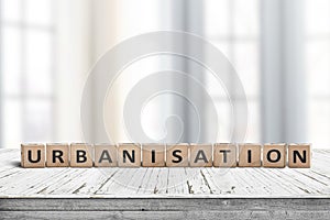 Urbanisation sign in a bright office photo