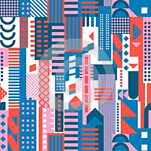 Urbanism city background geometric flat design seamless pattern