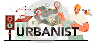 Urbanist typographic header. Architect studying and developing