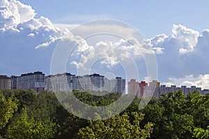 Urbanistic big modern city landscape. Kiev, Ukraine
