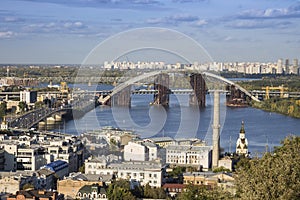 Urbanistic big modern city landscape. Kiev, Ukraine