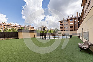 Urbanization swimming pool covered with canvas