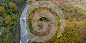 Urbasa mountain range. Car driving in the mountain pass of the Sierra de Urbasa, Navarra