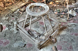 Urbex. Old dilapidated walker in an abandoned house hdr.