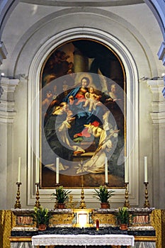 Urbino, Italy, Saint Domenico church detail, paint of the abside