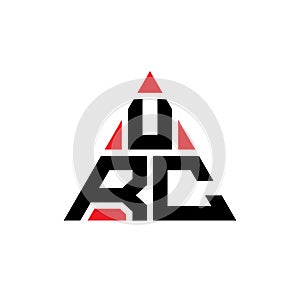 URC triangle letter logo design with triangle shape. URC triangle logo design monogram. URC triangle vector logo template with red