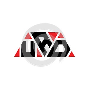 URD triangle letter logo design with triangle shape. URD triangle logo design monogram. URD triangle vector logo template with red