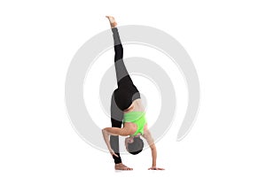 Urdhva prasarita eka padasana yoga pose photo