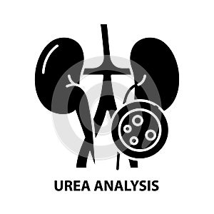 urea analysis icon, black vector sign with editable strokes, concept illustration