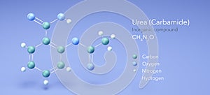urea, carbamide, inorganic compound, molecular structures, 3d model, Structural Chemical Formula and Atoms with Color Coding