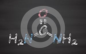 Urea (carbamide) molecule. Used in cosmetics, fertilizer; present in urine