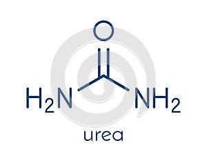 Urea carbamide molecule. Used in cosmetics, fertilizer; present in urine. Skeletal formula.