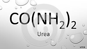 Urea chemical formula on waterdrop background