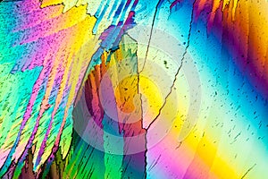 Urea crystals in polarized light