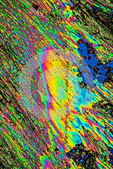 Urea crystals in polarized light