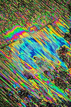 Urea crystals in polarized light