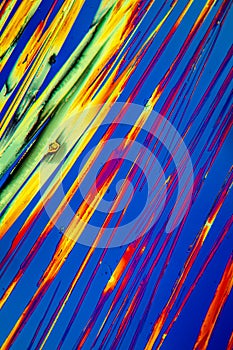 Urea crystals in polarized light