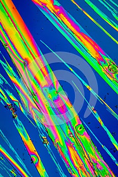 Urea crystals in polarized light